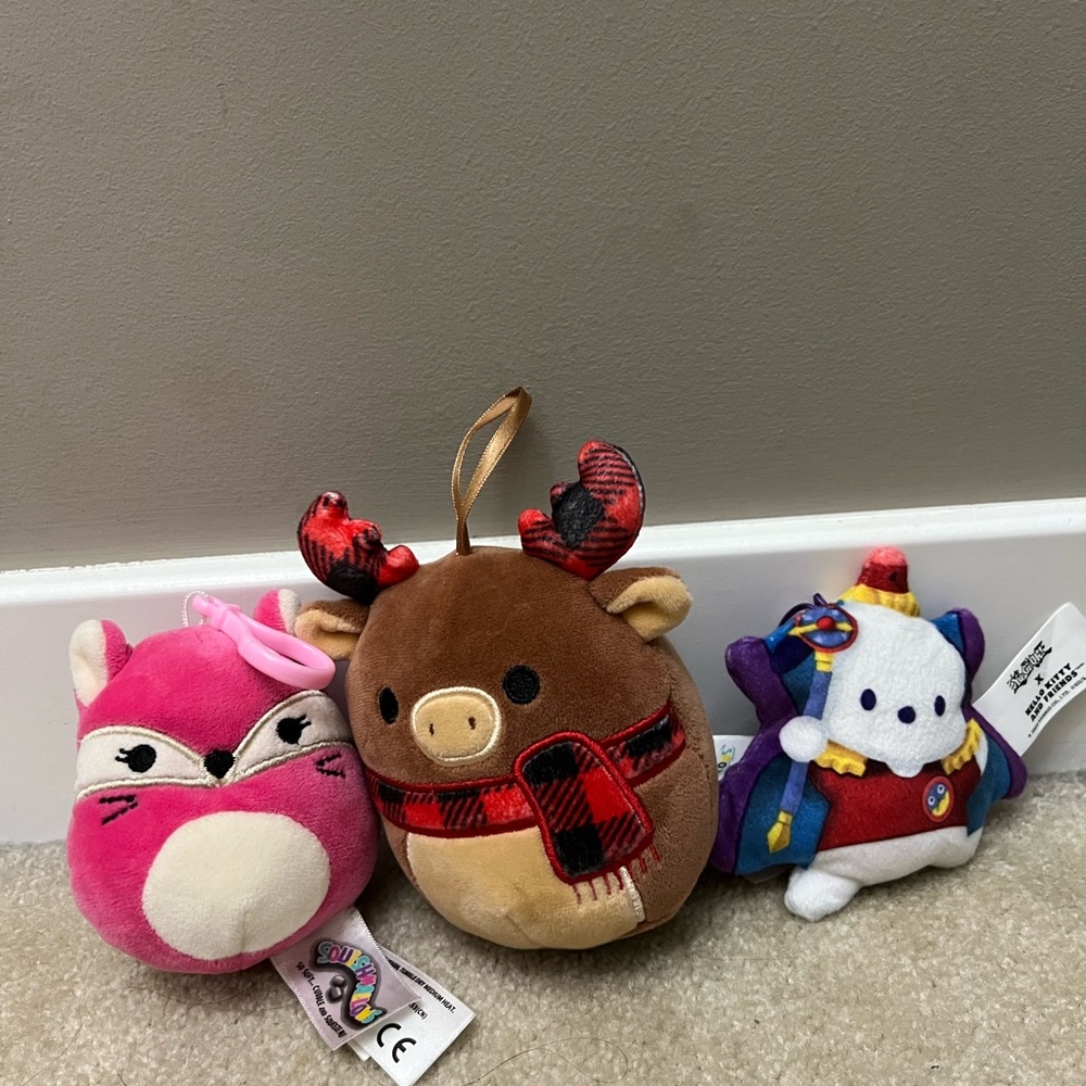 Plush Animal Toy Set - Pink, Brown, and Multicolor